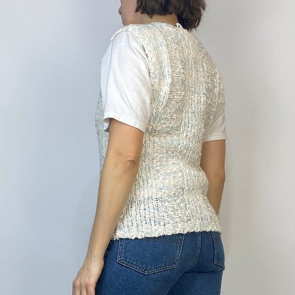 Vintage 80s NUBBY PASTEL Sweater Vest! Small - Picture 5 of 6